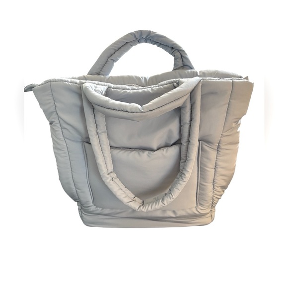 WILO The Label Sky~Baby Blue Large Puffer Tote Pocket Travel Bag Weekender 16X14 - Picture 1 of 10